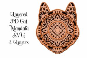 Laser Cut Mandala Cat - 4 Layers