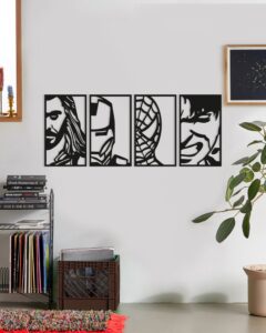 Avengers Face Portraits Wood Wall Art Set, Geometric Framed