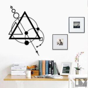 Geometric Triangles Metal Wall Decor, Modern Metal Wall Art