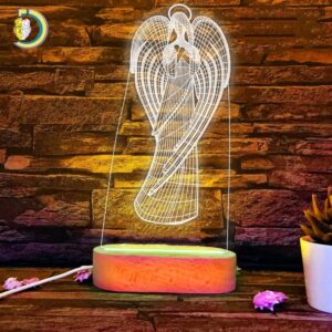 Angel 3D Illusion Lamp Acrylic LED CDR Free Vector