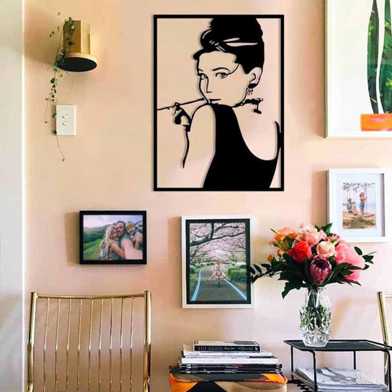 Audrey Hepburn Metal Wall Art, Celebrity Metal Wall Decor