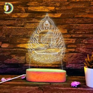 Buddha 3D Illusion Lamp Acrylic LED CDR Free Vector