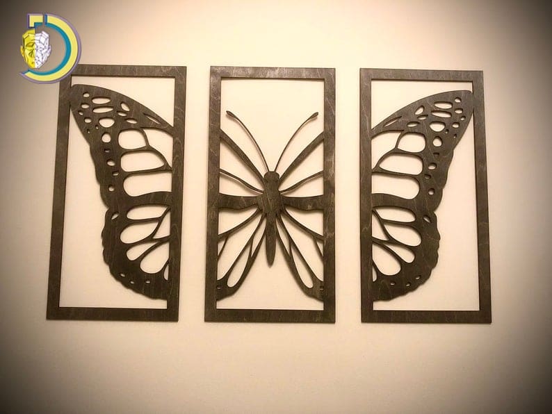 Butterfly Wood Wall Art 3 Panel Home Wall Decor Free Vector