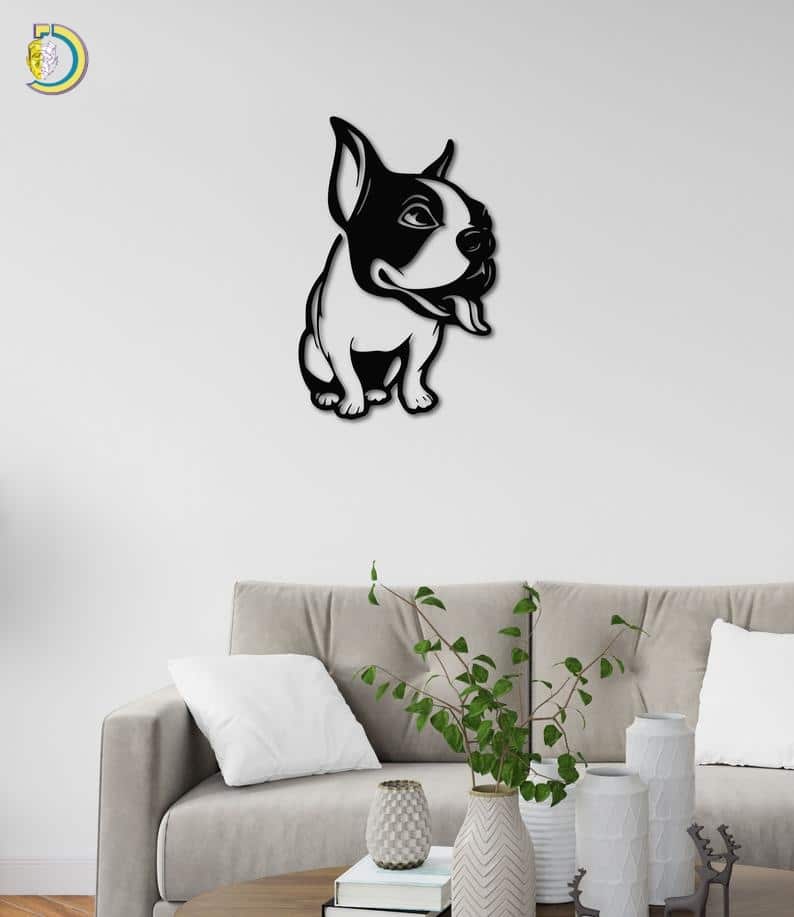 Friendly French Bulldog Dog Metal Wall Art Decoration