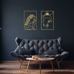 Gold Female Body Metal Wall Art Set, Nude Woman Line Art