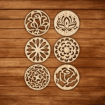 Laser Cut Decorative Flower Hot Coaster Free Vector