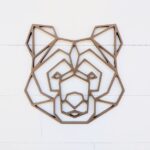 Laser Cut Geometric Bear Head Wall Hanging Geometric Wood Decor