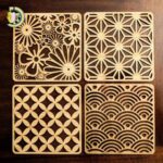 Laser Cut Hot Coaster Set of 4 SVG Free Vector