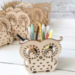 Laser Cut Owl Pen Pencil Organizer Free Vector