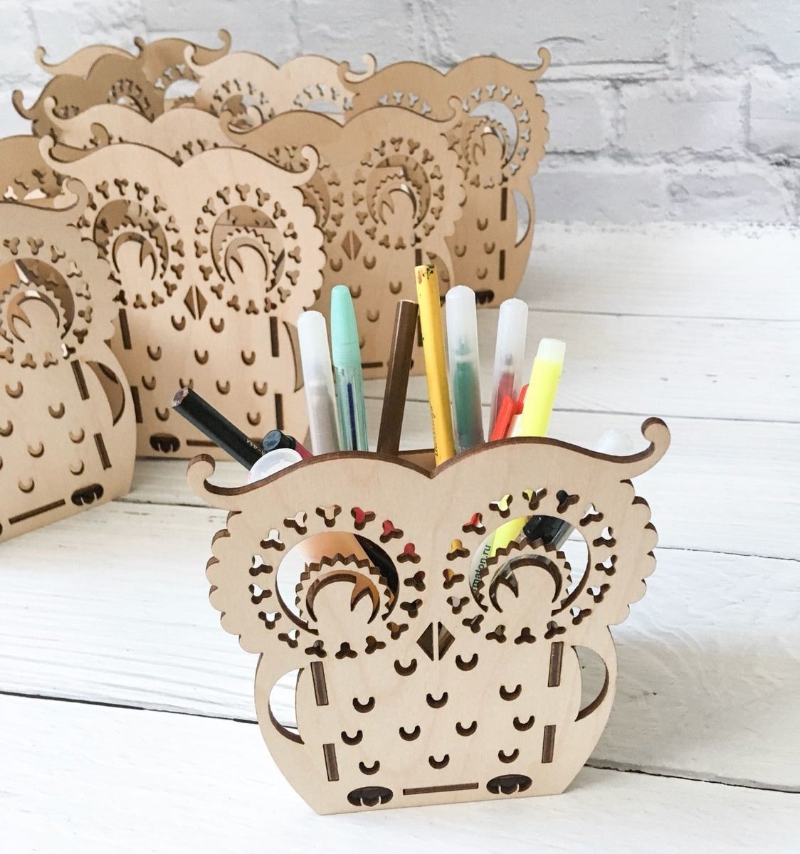 Laser Cut Owl Pen Pencil Organizer Free Vector