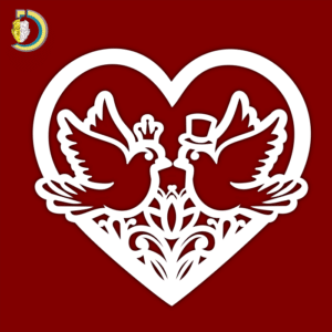 Laser Cut Wedding Dove Birds in Heart SVG Free Vector