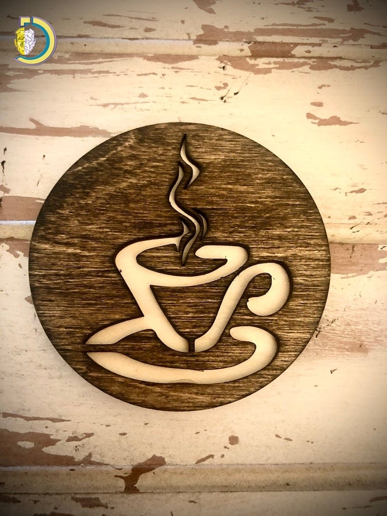 Latte Art Wood Coaster for Coffee Cup Free Vector