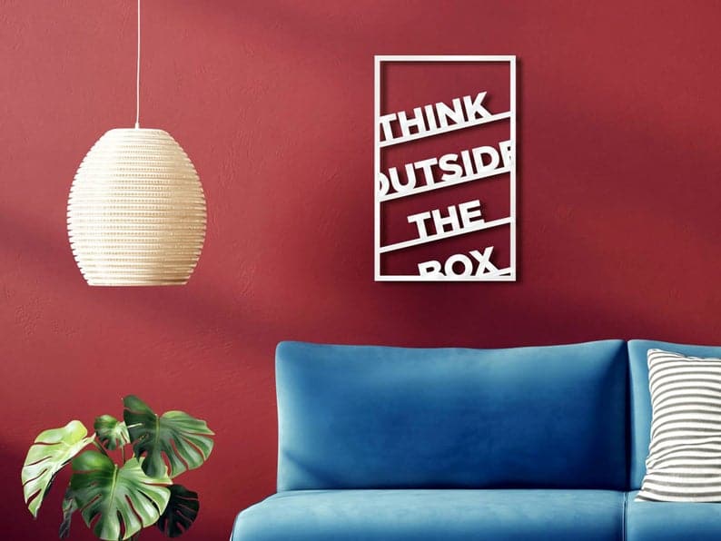 Think Outside The Box Wooden Sign, Wood Wall Art