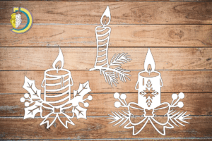 3 Christmas Candles Decoration Laser Cut SVG DXF Vector