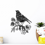 Bird with Flowers Wall Decor CDR DXF Free Vector