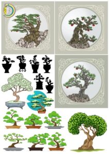 Bonsai Set CDR Free Vector Clipart