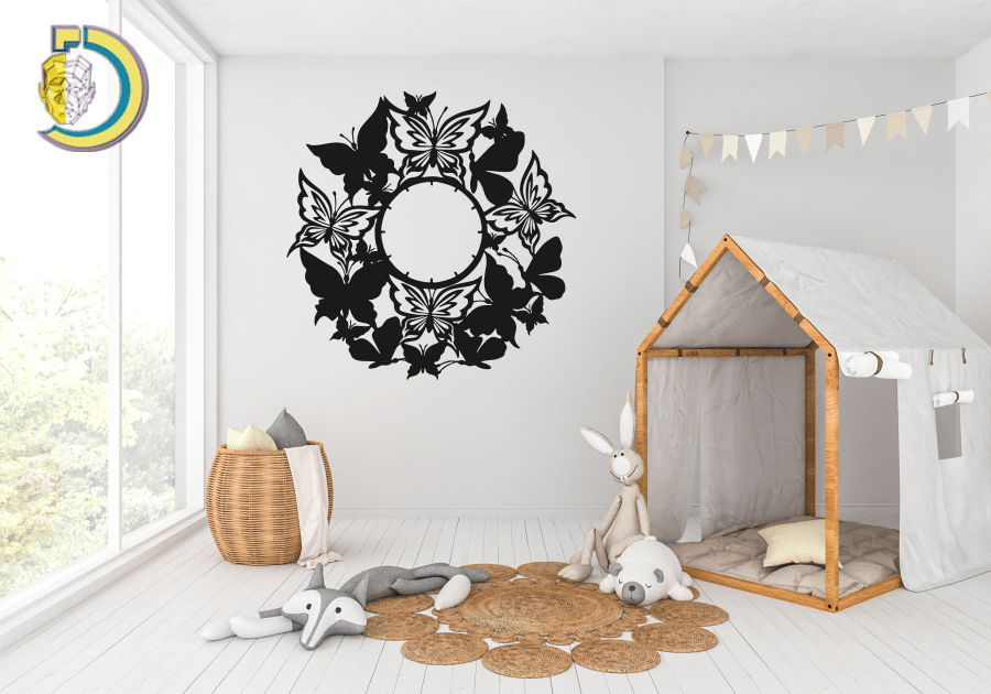 Butterfly Clock Wall Decor CDR DXF Free Vector