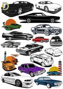 Cars in Vector Cliparts Free Vector