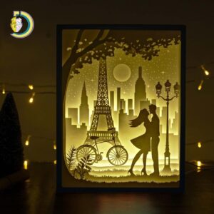 Couple in Paris Light Box CDR Free Vector