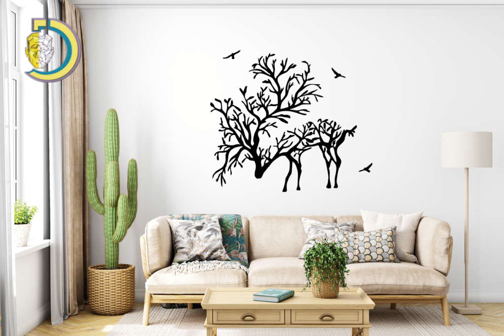 Deer Branch Wall Decor CDR DXF Free Vector