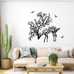 Deer Branch Wall Decor CDR DXF Free Vector