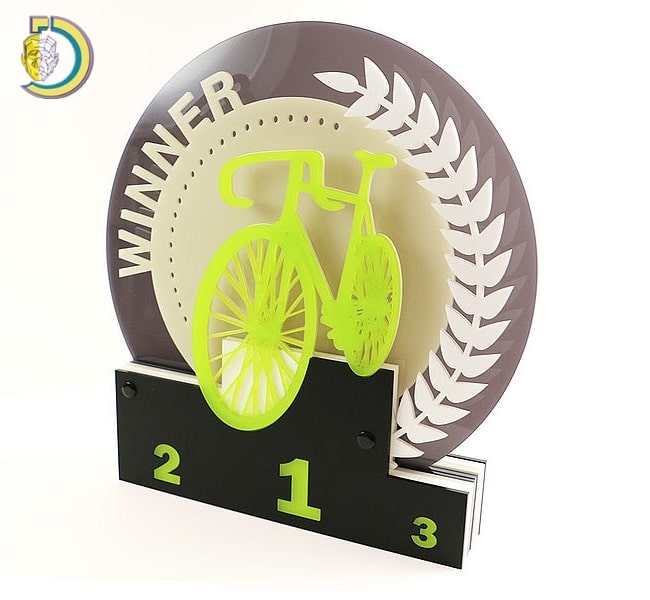 Laser Cut Acrylic Cycling Trophy PDF Free Vector