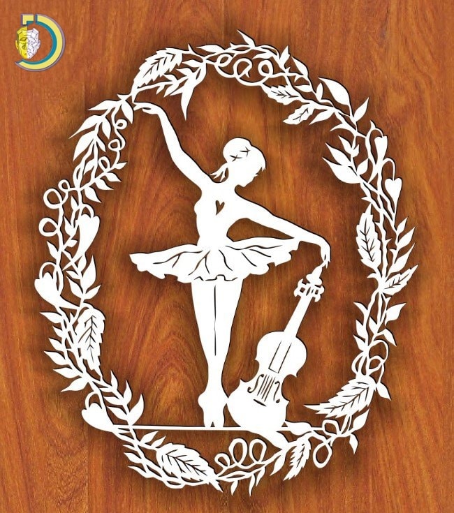 Laser Cut Ballerina with Violin Free Vector