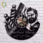 Laser Cut Barber Shop Logo Vinyl Record Wall Clock Free Vector