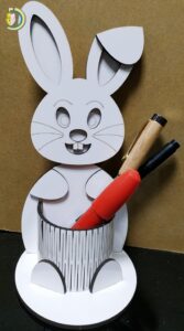 Laser Cut Bunny Pen Holder CDR Free Vector