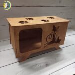 Laser Cut Cat House Birch Plywood 4mm Free Vector