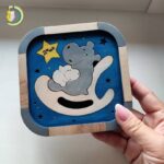 Laser Cut Children's Puzzle Hippopotamus Free Vector