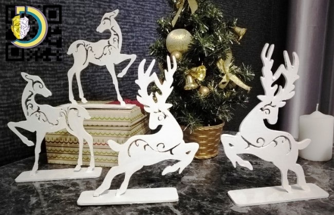 Laser Cut Christmas Deer Christmas Decor Free Vector