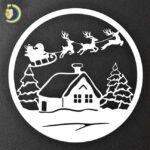 Laser Cut Christmas Sleigh Round Ball Free Vector