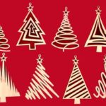 Laser Cut Christmas Tree Decorative Elements Free Vector