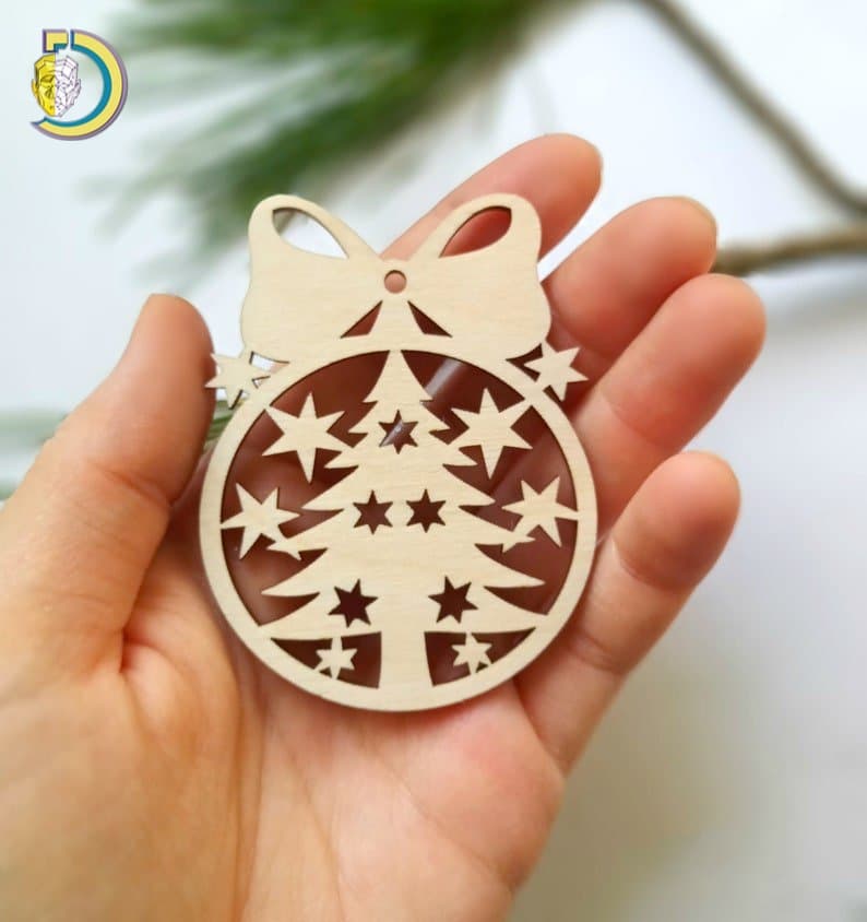 Laser Cut Christmas Wooden Ornaments Free Vector
