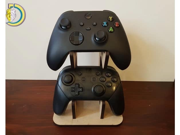 Laser Cut Compact Holder for Two Controllers Free Vector