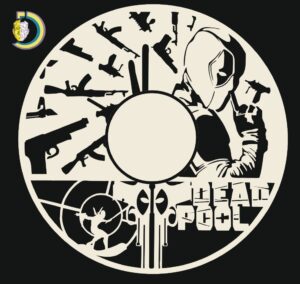 Laser Cut Deadpool Wall Clock CDR Free Vector