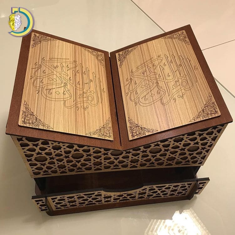 Laser Cut Decorative Quran Box With Rehal DXF Free Vector