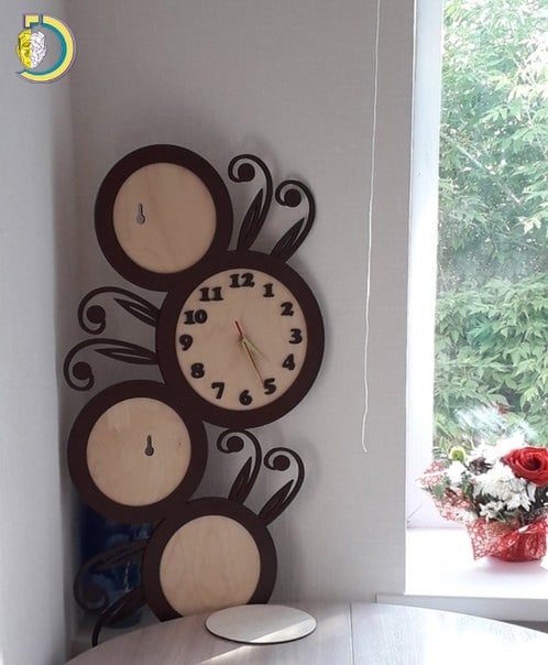 Laser Cut Floral Decorative Wall Clock Free CDR Vector