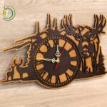 Laser Cut Forest Deer Wall Clock Free Vector