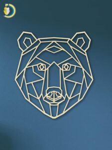 Laser Cut Geometric Bear Head SVG DXF Vector