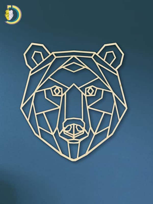 Laser Cut Geometric Bear Head SVG DXF Vector