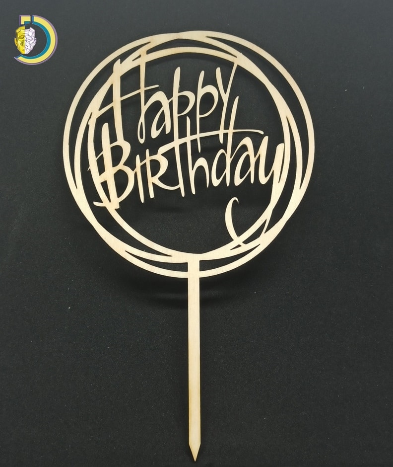 Laser Cut Happy Birthday Cake Topper Free Vector