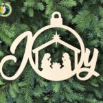Laser Cut Joy with Christmas Layout Free Vector