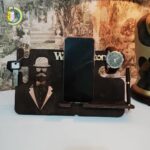 Laser Cut Men Desk Organizer Phone Docking Station CDR Vector