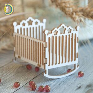 Laser Cut Mini Baby Crib CDR Free Vector