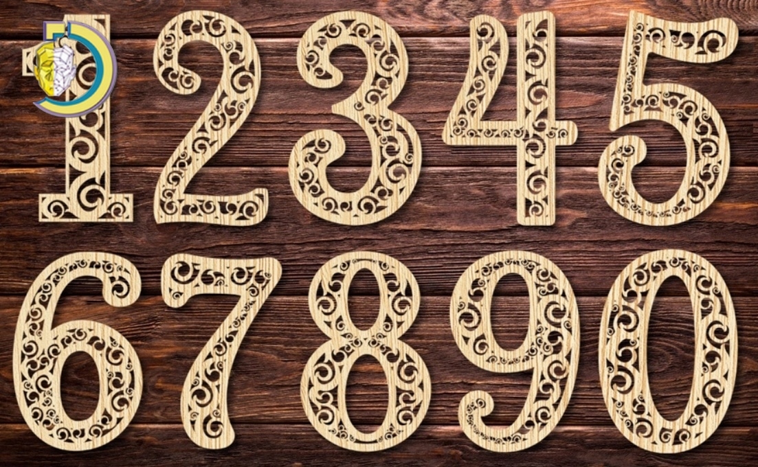 Laser Cut Number with Pattern Free Vector