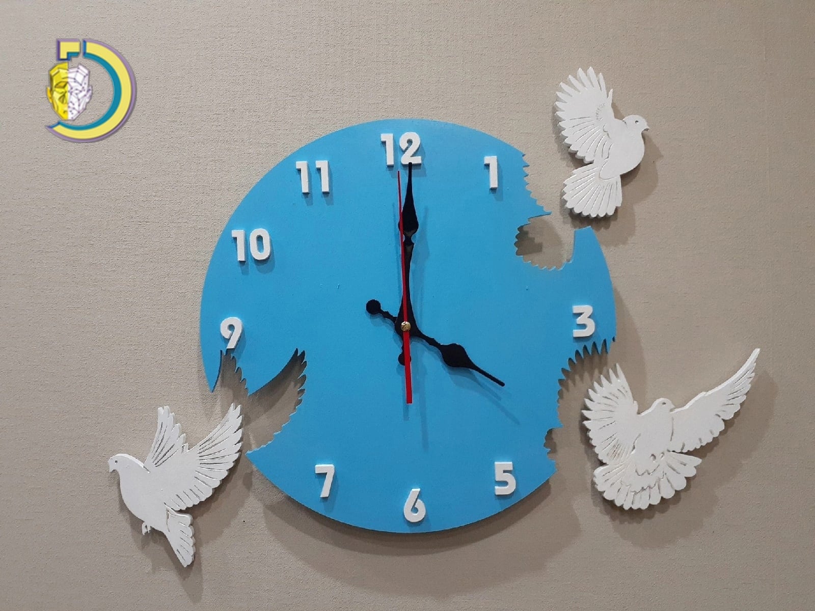 Laser Cut Pigeons Wall Clock Free CDR Vector