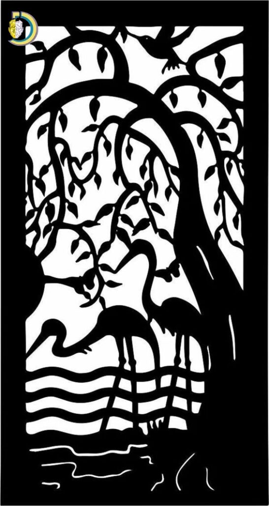 Laser Cut Screen Decorative Tree Panel Free Vector