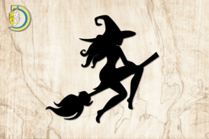 Laser Cut Witch Riding Broom SVG DXF Free Vector